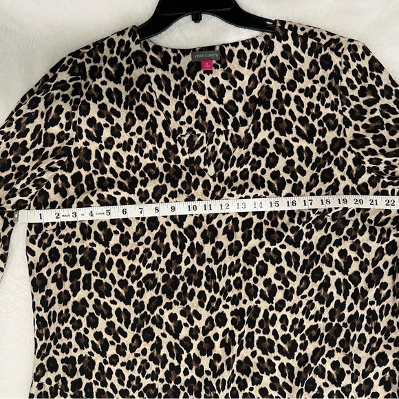 Vince Camuto Brown and Cream Bell Sleeve Blouse with Relaxed Fit - Picture 6 of 10